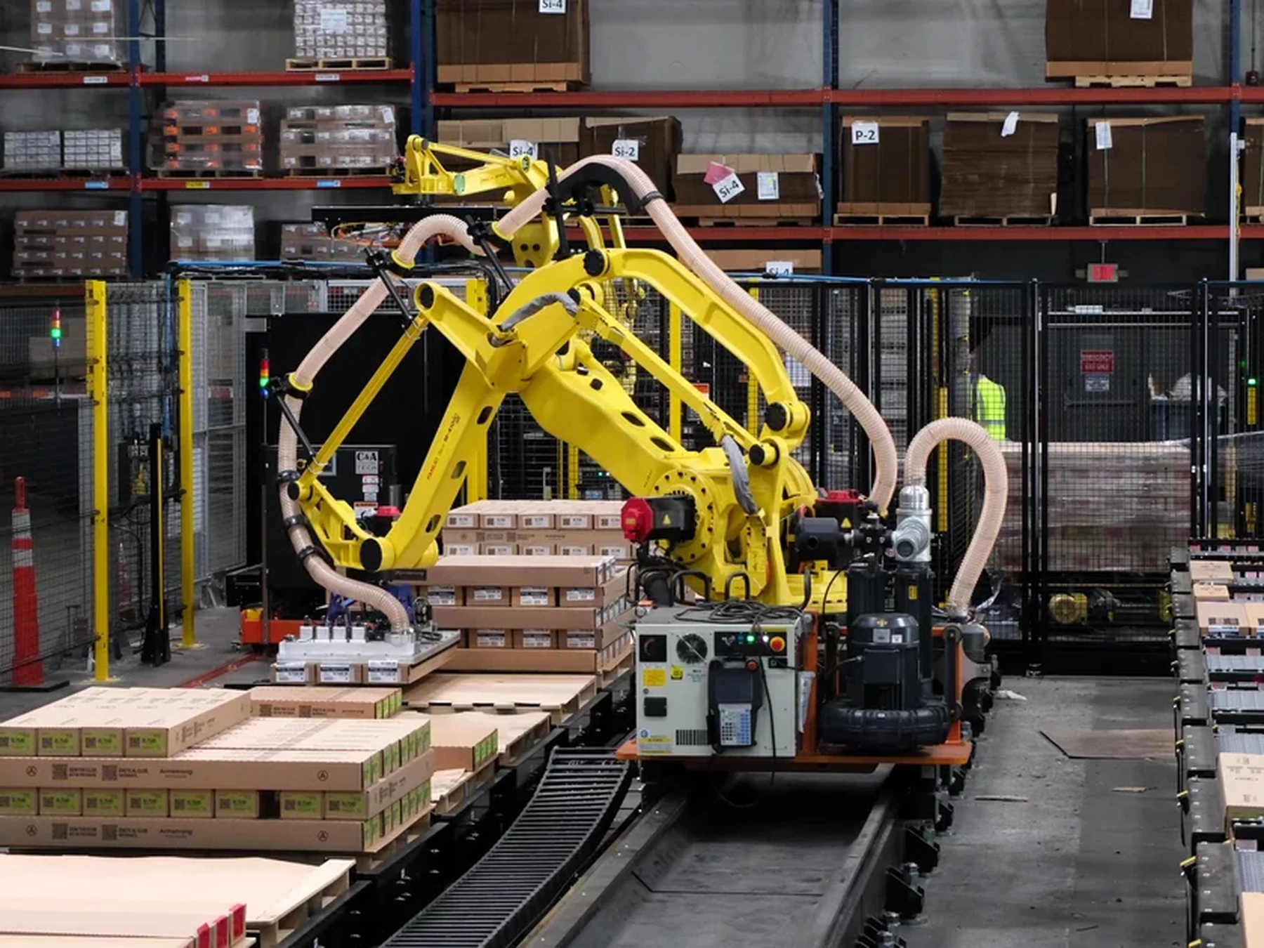 Overhead view of a large material handling line